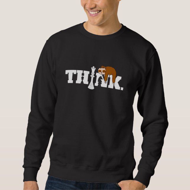 Sudadera Chess Sloth Think Chess Queen Piece tablero de aje (Anverso)