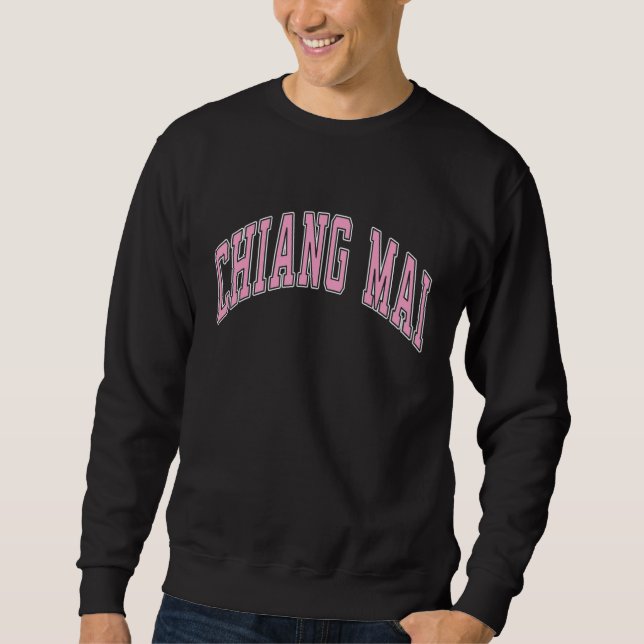 Sudadera Chiang Mai Tailandia Varsity Style Pink Textos (Anverso)