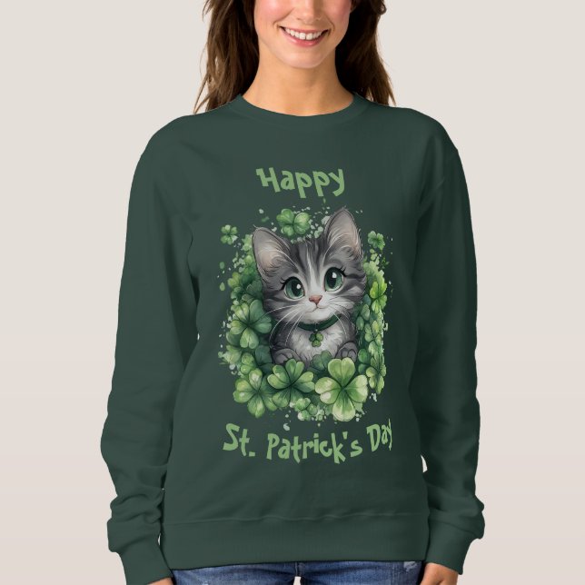 Sudadera Chibi Cat St. Patrick's Day Sweatshirt (Anverso)