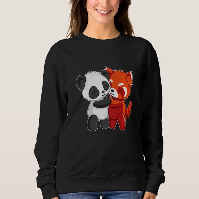 Sudadera Chibi Panda Bear Abrazos Rojos Panda Cute Niños (Anverso)