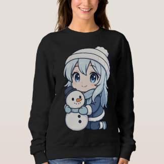 Sudadera Chibi Winter Girl Sweatshirt – Cute Anime Snowman 