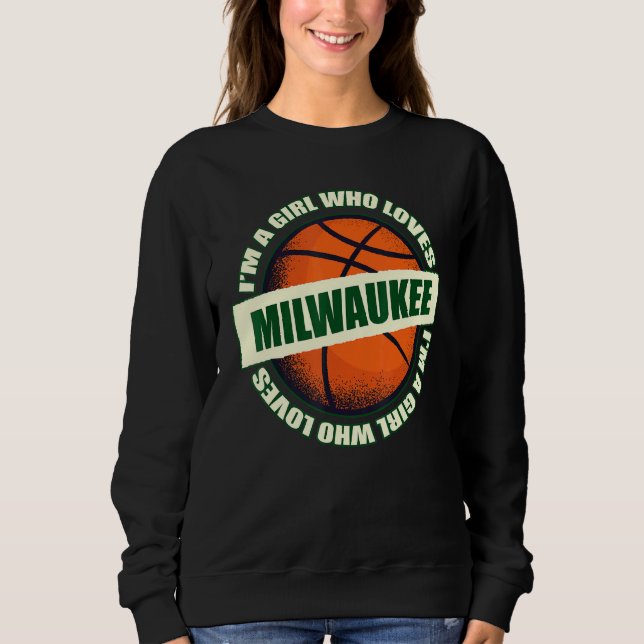 Sudadera Chica a quien le encanta Milwaukee Basketball B Ba (Anverso)