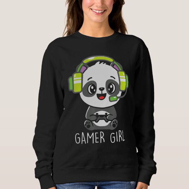Sudadera Chica adolescente Gamer Panda con juego de video a (Anverso)