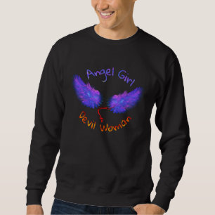 Sudadera Chica ángel mujer diablo alas ígneas azules fuerte