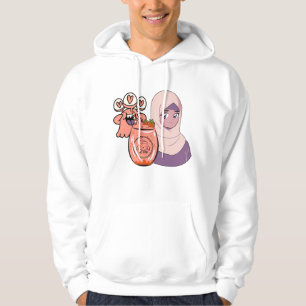 Sudadera Chica Anime con Hijab, Bebida de Fresa y Ojos de C