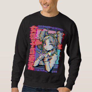 Sudadera Chica anime retro estético japonés de vaporwave