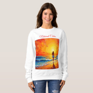 Sudadera Chica atardecer playa caminar olas oceánicas decor