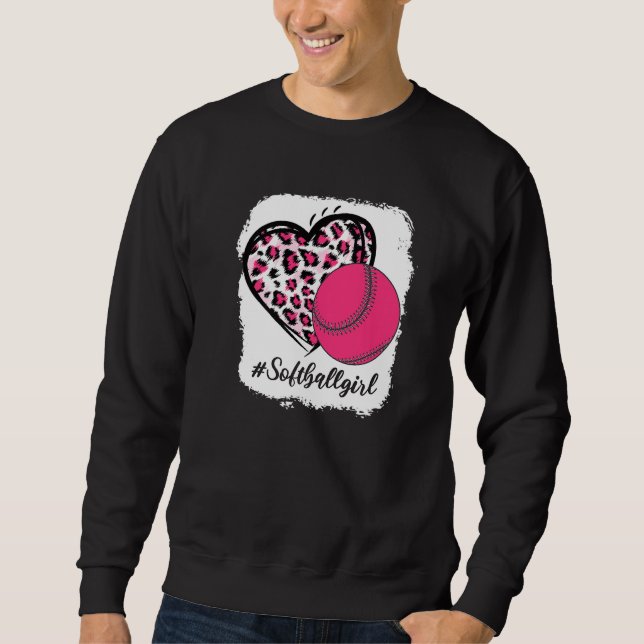 Sudadera Chica blanqueado de Softball Leopard Rosa Me Impri (Anverso)