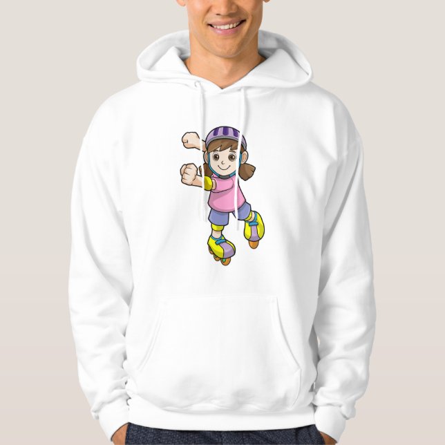 Sudadera Chica como patinador con patines y casco (Anverso)