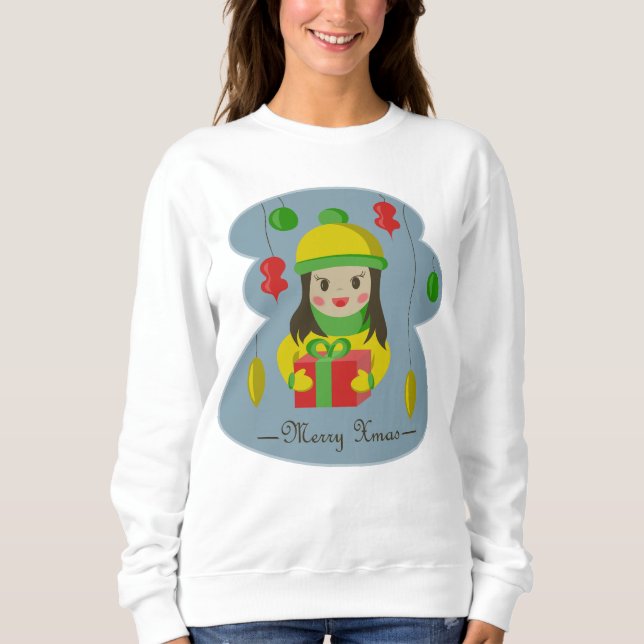 Sudadera Chica con caja de regalo para Navidades (Anverso)