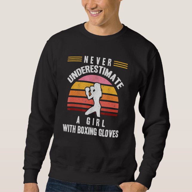 Sudadera Chica Con Guantes De Boxeo Mujeres Kickboxer Kickb (Anverso)