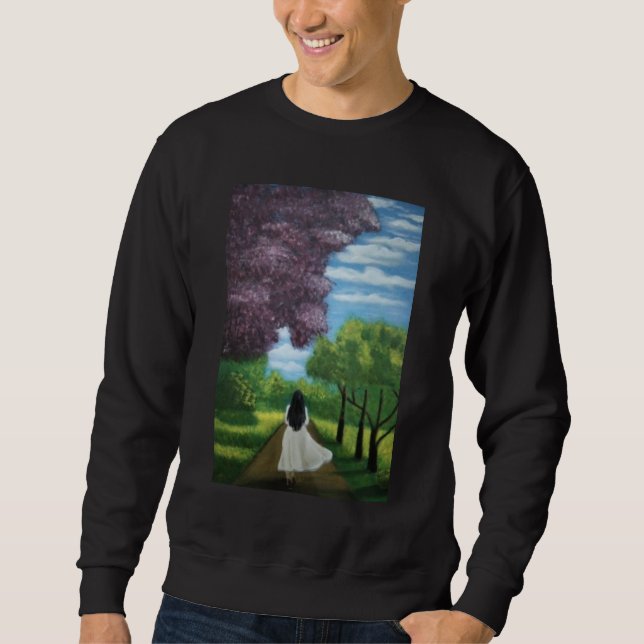 Sudadera Chica con vestido blanco (Anverso)