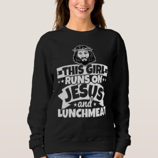 Sudadera Chica Corre Sobre Jesús Y Carne De Almuerzo