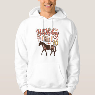 Sudadera Chica Cumpleaños 10 Caballo Diseño Vectorial Flora