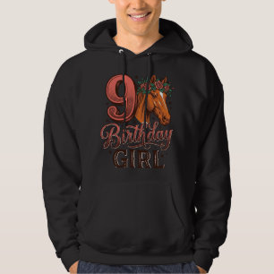 Sudadera Chica cumpleaños 9 caballo floral diseño vintage
