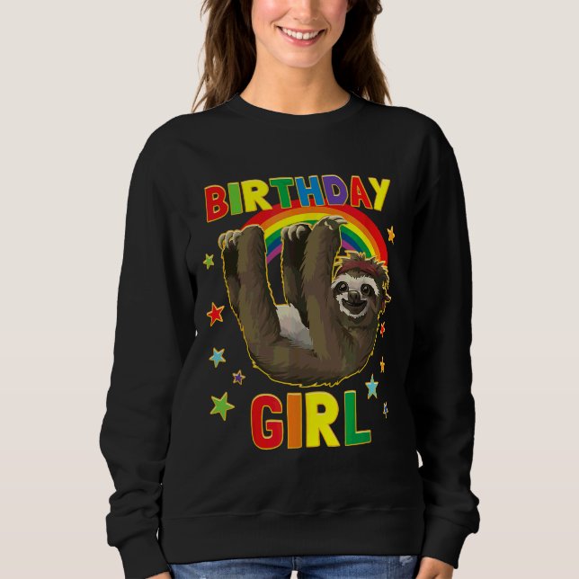 Sudadera Chica Cumpleaños Sloth B Día Fiesta Niños Idea Slo (Anverso)