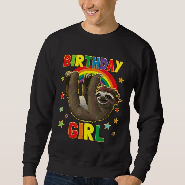 Sudadera Chica Cumpleaños Sloth B Día Fiesta Niños Idea Slo (Anverso)