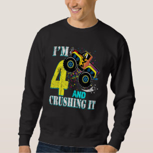 Sudadera chica de 4 años Monstruo de cumpleaños Camión Cruz