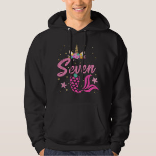 Sudadera Chica de 7 años Cumpleaños Unicornio Cola de Siren