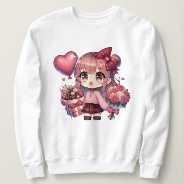 Sudadera Chica de anime de El día de San Valentín lindo (Anverso del diseño)