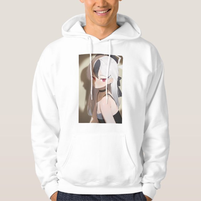 Sudadera chica de anime vestido de foco collar arco cabello (Anverso)