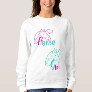 Sudadera Chica de caballo en rosa y turquesa
