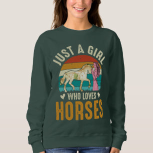 Sudadera Chica de caballo linda puesta de sol retro Amantes