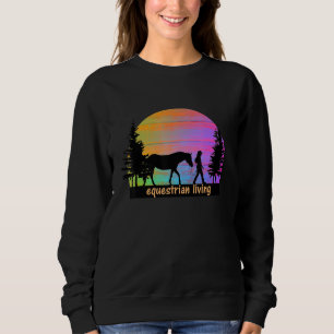 Sudadera Chica de caballos ecuestres coloridos y soleados S