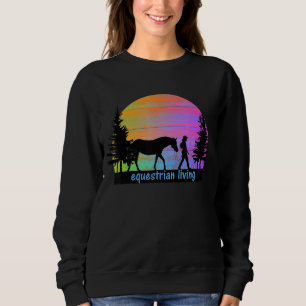 Sudadera Chica de caballos ecuestres coloridos y soleados S