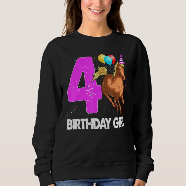Sudadera Chica de cumpleaños 4 Fiesta de amor a caballo (Anverso)
