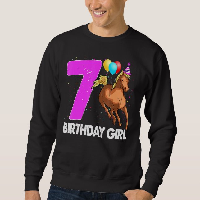 Sudadera Chica de cumpleaños 7 Fiesta de amor a caballo (Anverso)