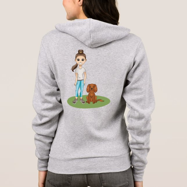 Sudadera Chica de dibujos animados y perro de dibujos anima (Reverso)