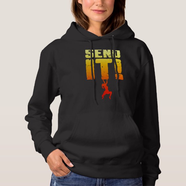 Sudadera Chica de escalada de rock de Send It Rock Boulderi (Anverso)
