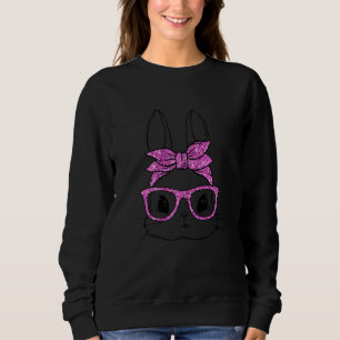 Sudadera Chica de gafas rosadas de conejo lindo
