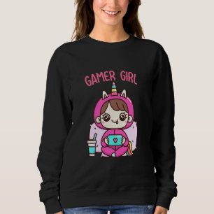 Sudadera Chica de juego lindo con amor de Chica de unicorni