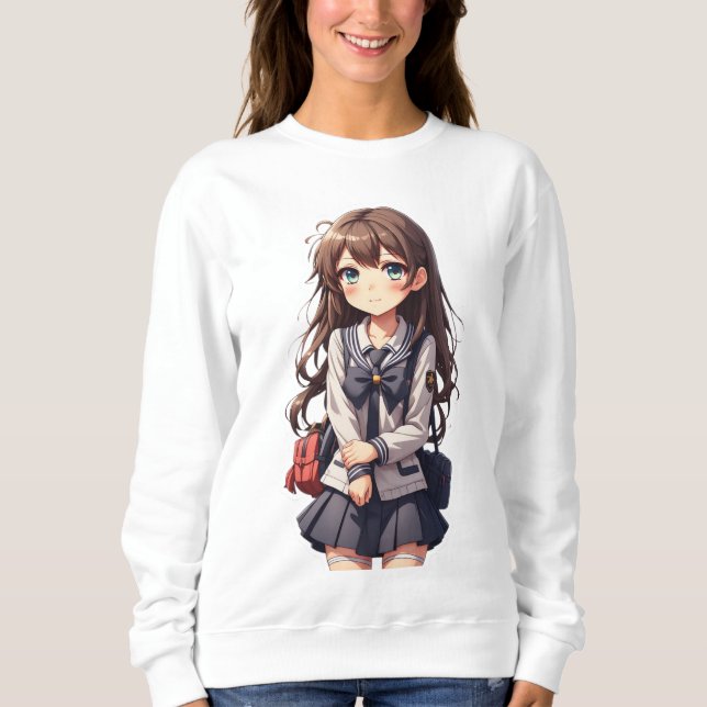 Sudadera Chica de la escuela japonesa de anime (Anverso)