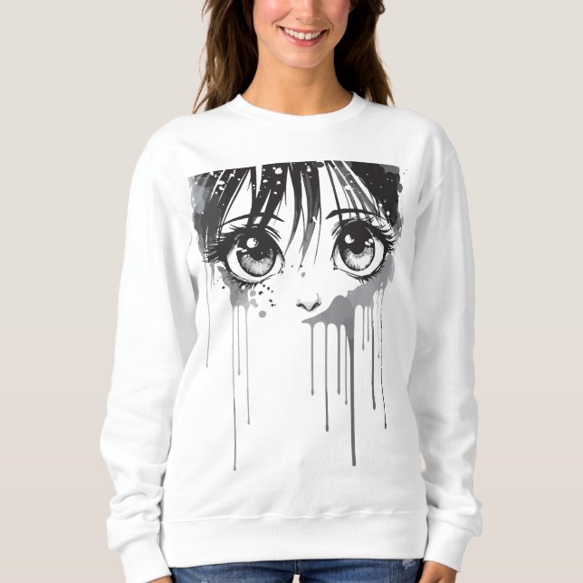 Sudadera Chica de Manga con Mirada Empapada en Pintura (Anverso)
