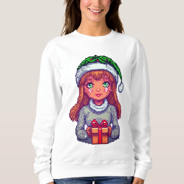 Sudadera Chica de Navidades cutáneos pixelart (Anverso)