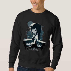 Sudadera Chica de piano genial ama tocar