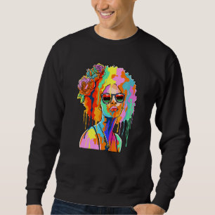 Sudadera Chica de pintura goteante inspirada en Afro gotean