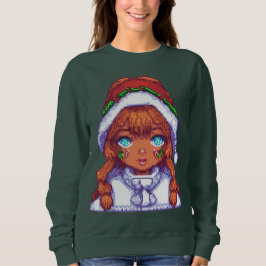 Sudadera Chica de Pixelart con sombrero Santa