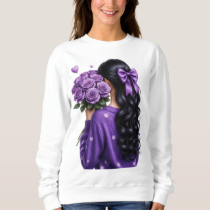 Sudadera Chica de ramo de rosas púrpuras Arte digital
