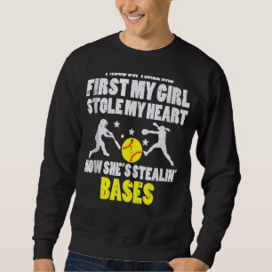 Sudadera Chica De Softball Papá Robó Mi Corazón Robando Bas