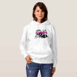 Sudadera Chica de tambores con texto divertido morado y neg