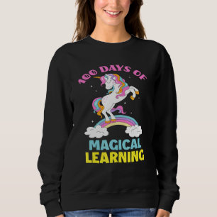 Sudadera Chica De Unicornio Cute 100 Días De Aprendizaje Má