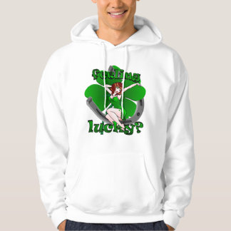 Sudadera Chica del Pinup Retro Hoodie Lucky Irish Pinup Shi