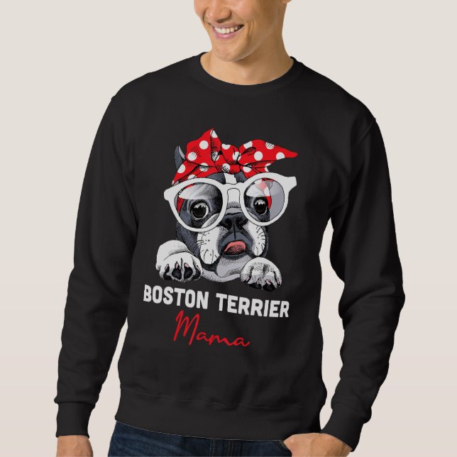 Sudadera Chica divertido de mamá del perro de Boston terrie (Anverso)