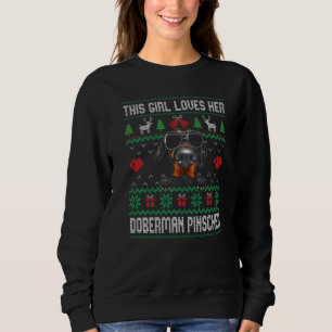 Sudadera Chica Doberman Pinscher Cool Navidad Fea para Perr