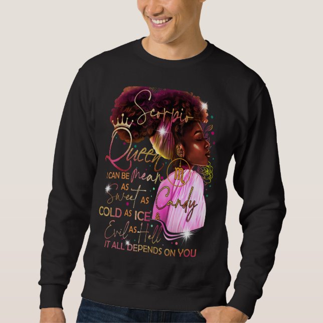 Sudadera Chica Escorpio Cumpleaños Melanin Afro Reina Para  (Anverso)