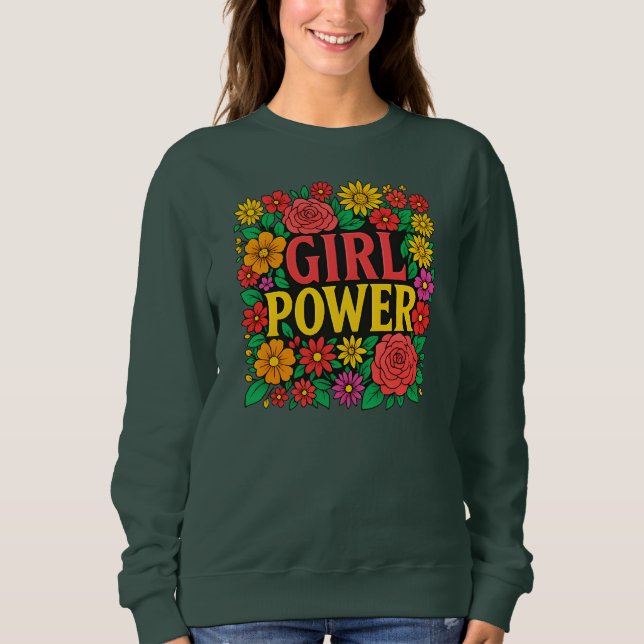 Sudadera Chica Floral vibrante POWER | Empoderamiento de la (Anverso)